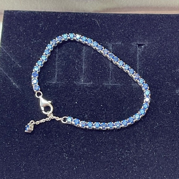 Pandora Jewelry - Pandora Silver Bracelet with Blue Gems
